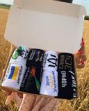 Бокс чоловічих патріотичних шкарпеток на 8 пар 40-45 р в подарунковій коробці із стрічкою весна-осінь-літо
