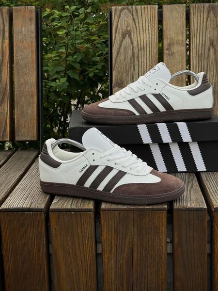 Кросівки Adidas Samba, білі з коричневим