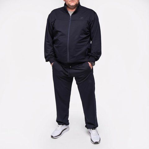 Спортивний костюм чоловічий великого розміру 6XL-8XL, без капюшона, синій (прямі штани)