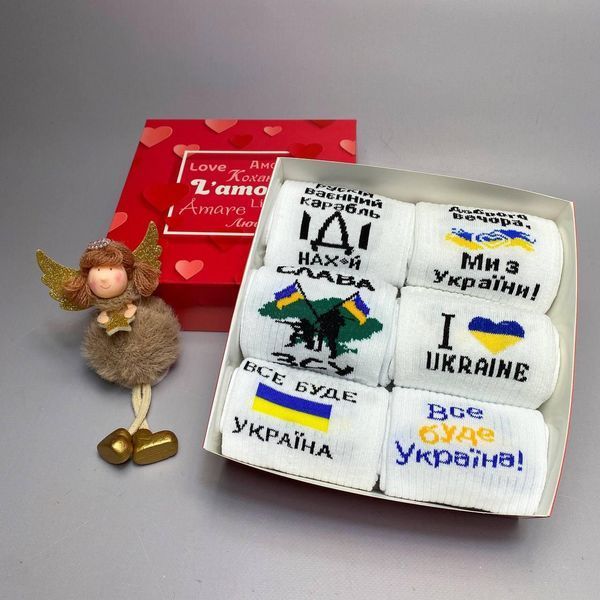 Бокс чоловічих патріотичних шкарпеток 40-45 на 6 пар у подарунковій коробці