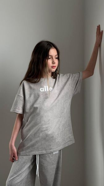 Підлітковий костюм оверсайз ALLO світло-сірий варенка, двунитка люкс, розміри 128-164