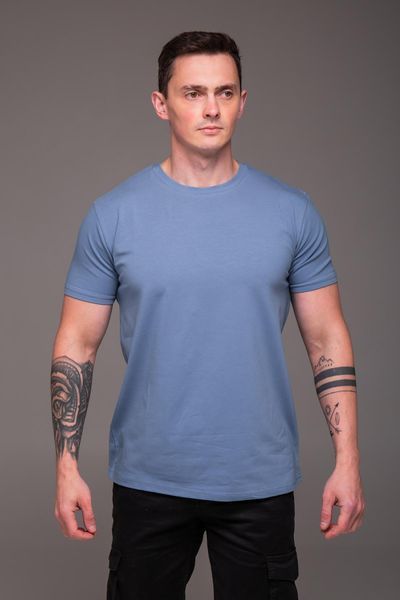 Футболка чоловіча однотонна батал 2XL&ndash;6XL вільного крою блакитна