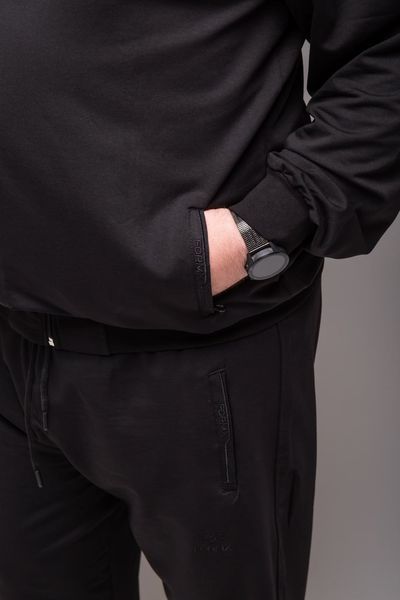Спортивний костюм чоловічий великого розміру 6XL-8XL, без капюшона, чорний (прямі штани)
