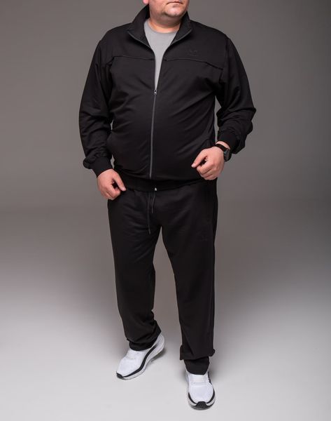 Спортивний костюм чоловічий великого розміру 6XL-8XL, без капюшона, чорний (прямі штани)