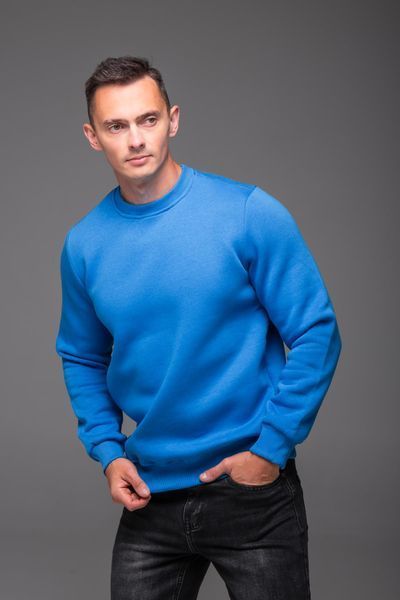 Світшот чоловічий базовий Casual на флісі блакитний
