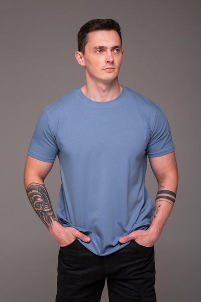 Футболка чоловіча однотонна батал 2XL&ndash;6XL вільного крою блакитна