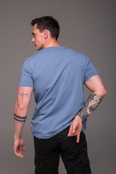 Футболка чоловіча однотонна батал 2XL&ndash;6XL вільного крою блакитна