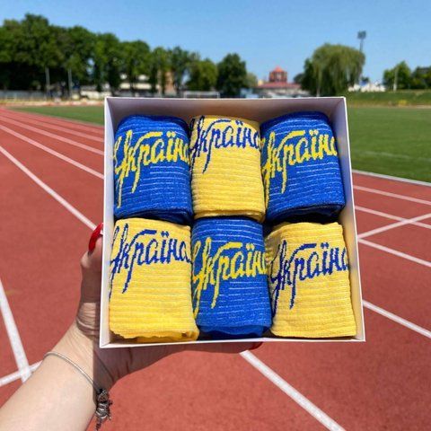 Бокс патріотичних жіночих шкарпеток 6 пари 36-41р у подарунковій коробці