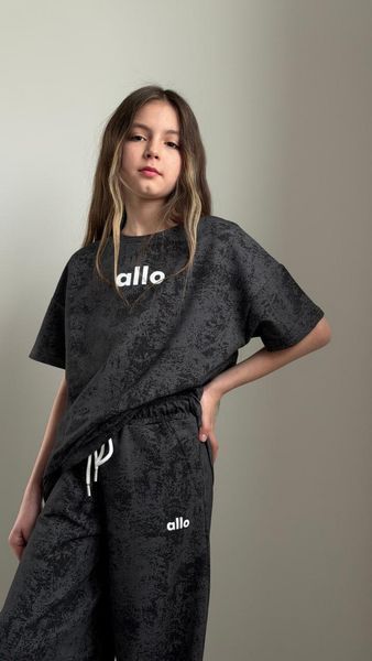 Підлітковий костюм оверсайз ALLO (графіт варенка), двунитка люкс, розміри 128-164