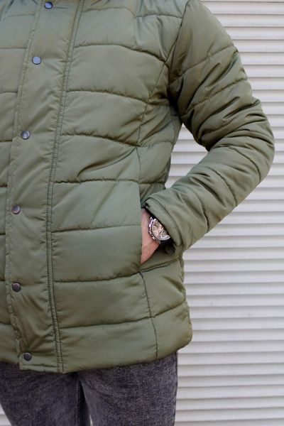 Куртка чоловіча зимова з хутром на капюшоні ,зелена 1195 фото