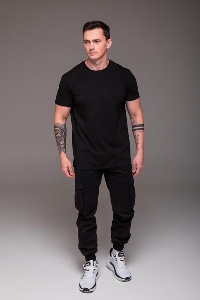 Футболка чоловіча однотонна батал 2XL&ndash;6XL вільного крою чорна
