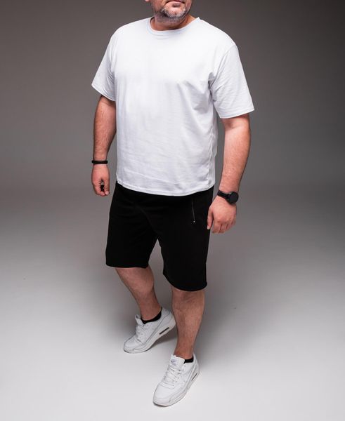 Чоловічий костюм літній , футболка + шорти, великі розміри 2254 біл фото