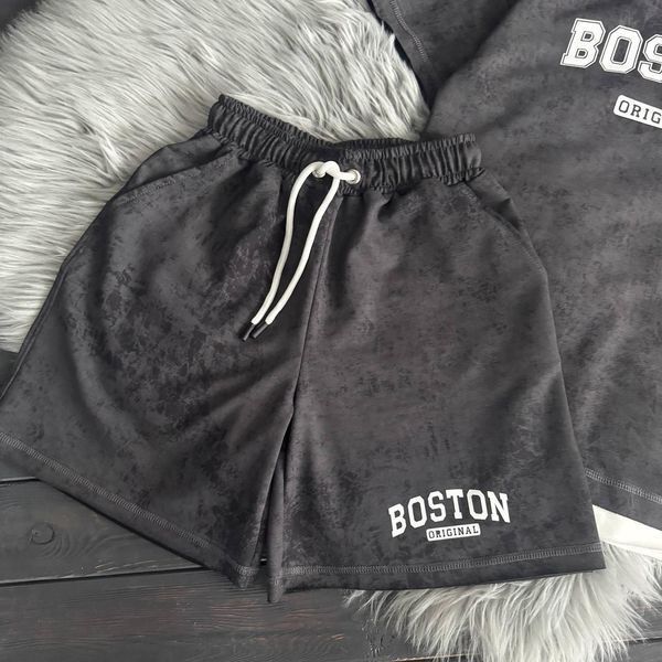 Підлітковий комплект унісекс Boston (футболка та шорти), сірий варенка, розміри 140-164