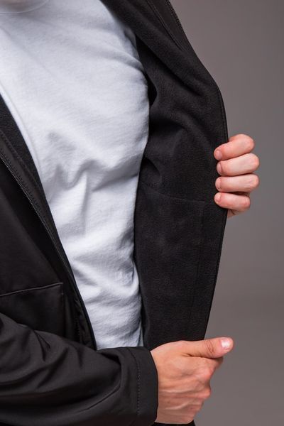 Пальто чоловіче на флісі , подовжене, з кишенями , Softshell , чорне