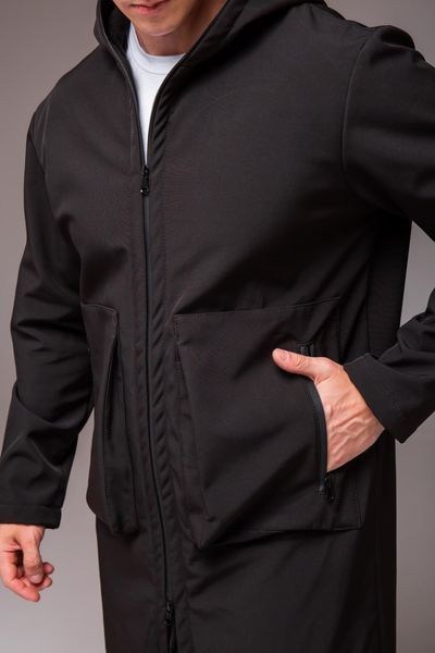 Пальто чоловіче на флісі , подовжене, з кишенями , Softshell , чорне