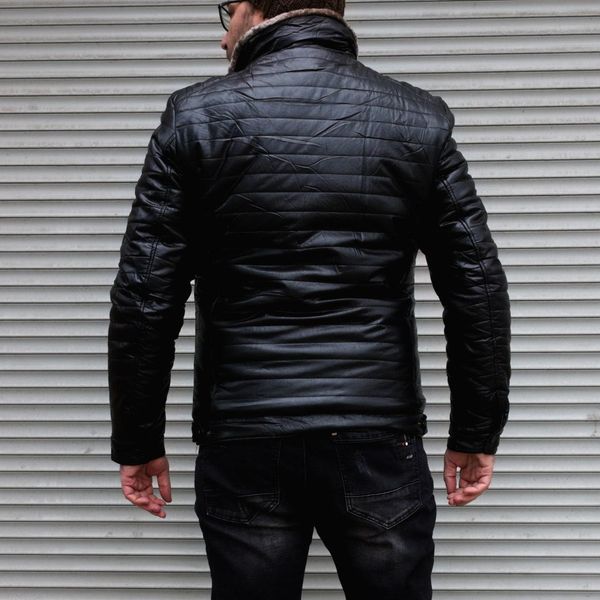 Куртка чоловіча зимова шкіряна на хутрі БАТАЛ 2090 фото