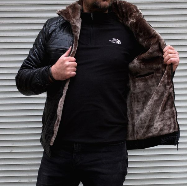 Куртка чоловіча зимова шкіряна на хутрі БАТАЛ 2090 фото