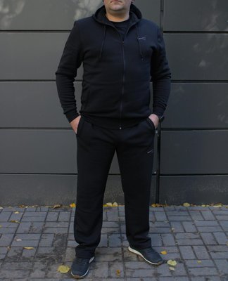 Чоловічий спортивний костюм,утеплений, з капюшоном, чорний ,Батал 2204 фото