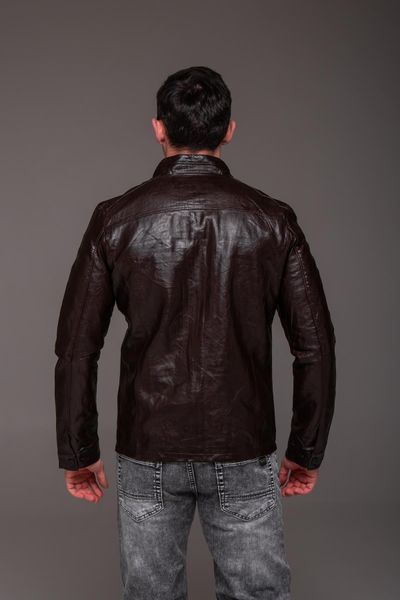 Чоловіча коротка куртка Slim Fit з екошкіри коричнева