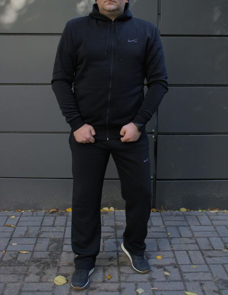 Чоловічий спортивний костюм,утеплений, з капюшоном, чорний ,Батал 2204 фото