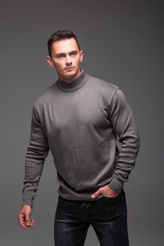 Гольф чоловічий базовий з напівстійкою сірий