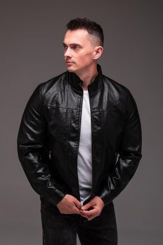 Куртка чоловіча з еко-шкіри ,чорна "Prime"