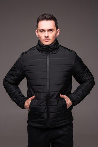 Куртка чоловіча демісезонна без капюшона зі стійкою чорна