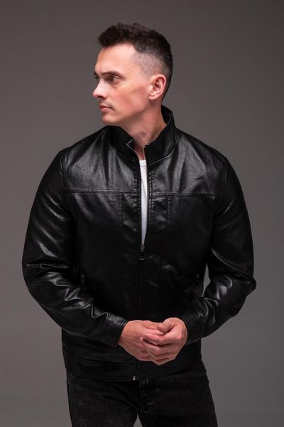 Куртка чоловіча з еко-шкіри ,чорна "Prime"