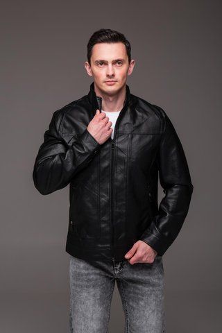 Куртка чоловіча з матової екошкіри чорна "Prime"