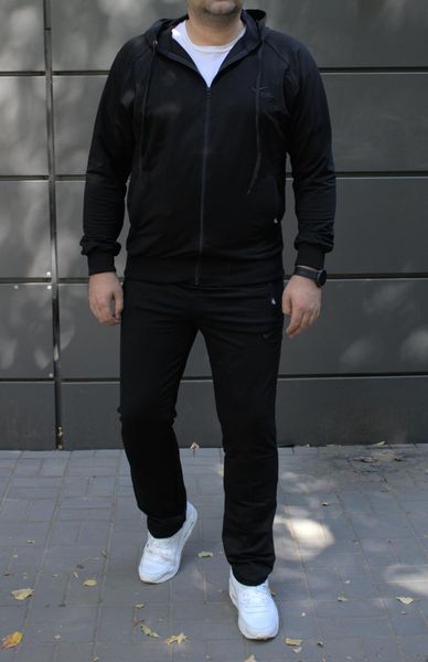 Чоловічий спортивний костюм,утеплений, з капюшоном, чорний ,Батал