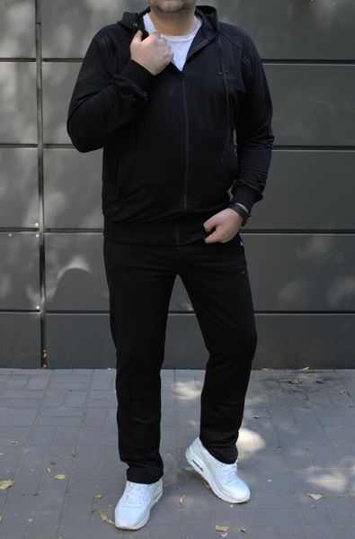 Чоловічий спортивний костюм,утеплений, з капюшоном, чорний ,Батал