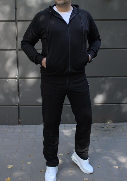 Чоловічий спортивний костюм,утеплений, з капюшоном, чорний ,Батал