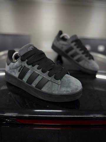 Зимові Кросівки Adidas Campus, чорно-сірі з хутром