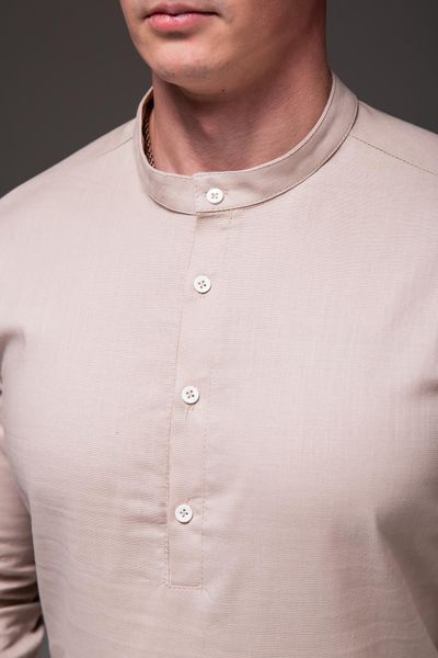 Сорочка чоловіча лляна на довгий рукав ,Style бежева