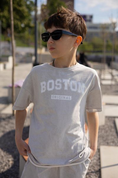 Стильний літній комплект для хлопчика підлітка "BOSTON",світло-сірий