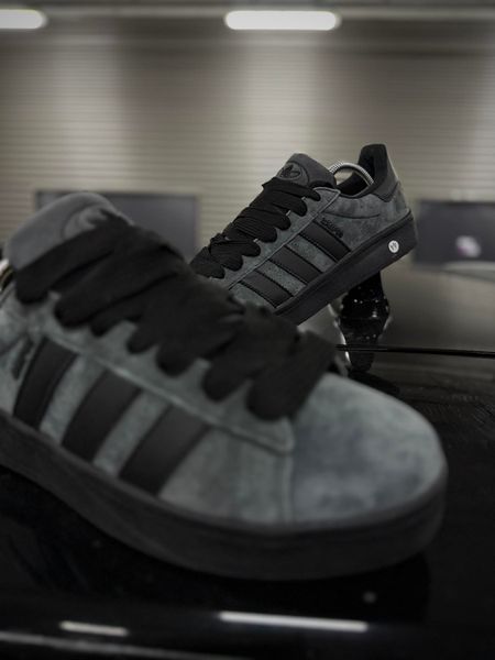 Зимові Кросівки Adidas Campus, чорно-сірі з хутром