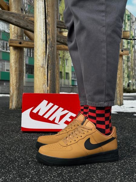 Кросівки Nike Air Force (camel, шкіра ЛІЦЕНЗІЯ)