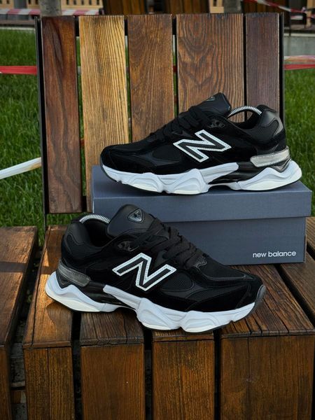 Кросівки New Balance 9060, чорно білі (замша, сітка)