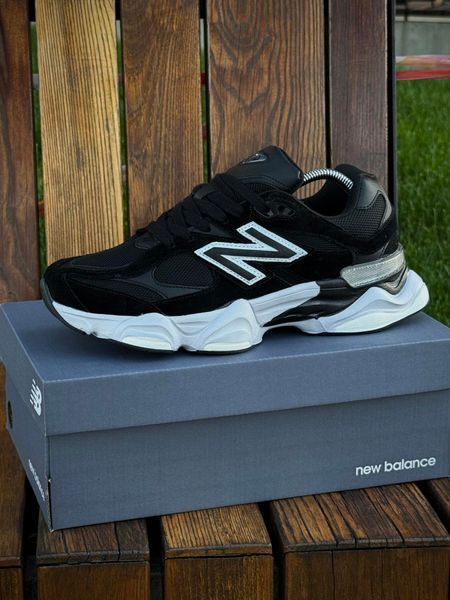 Кросівки New Balance 9060, чорно білі (замша, сітка)