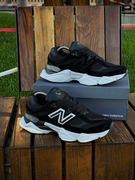 Кросівки New Balance 9060, чорно білі (замша, сітка)
