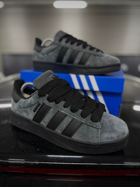 Зимові Кросівки Adidas Campus, чорно-сірі з хутром