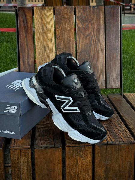 Кросівки New Balance 9060, чорно білі (замша, сітка)