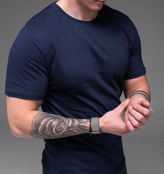 Базова футболка чоловіча , на короткий рукав , синя 2181 син фото