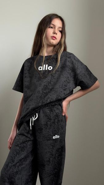 Підлітковий костюм оверсайз ALLO (графіт варенка), двунитка люкс, розміри 128-164