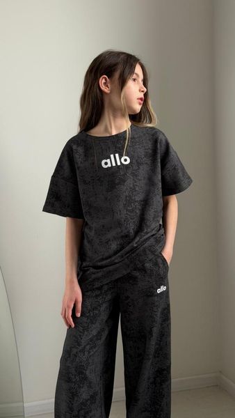 Підлітковий костюм оверсайз ALLO (графіт варенка), двунитка люкс, розміри 128-164