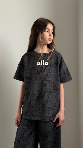 Підлітковий костюм оверсайз ALLO (графіт варенка), двунитка люкс, розміри 128-164