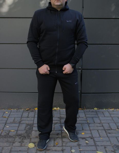 Чоловічий спортивний костюм,утеплений, з капюшоном, чорний ,Батал
