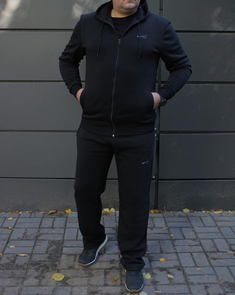 Чоловічий спортивний костюм,утеплений, з капюшоном, чорний ,Батал