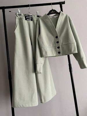 Стильний,брючний костюм для дівчинки,кофта та штани палаццо "Діагональ" оливка 0608 фото