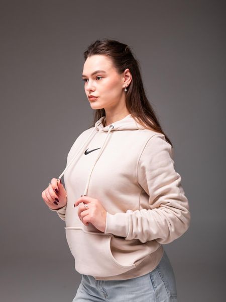 Худі з капюшоном утеплений флісом унісекс Nike бежева